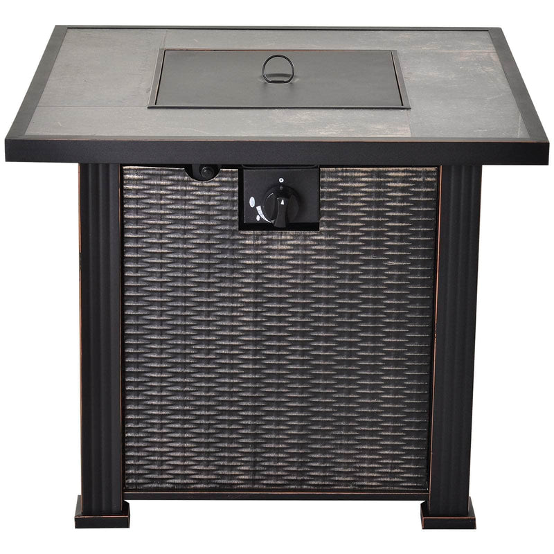 Aosom Fire Pit 30 Inch Propane Gas Square Outdoor Fire Pit Table in Black