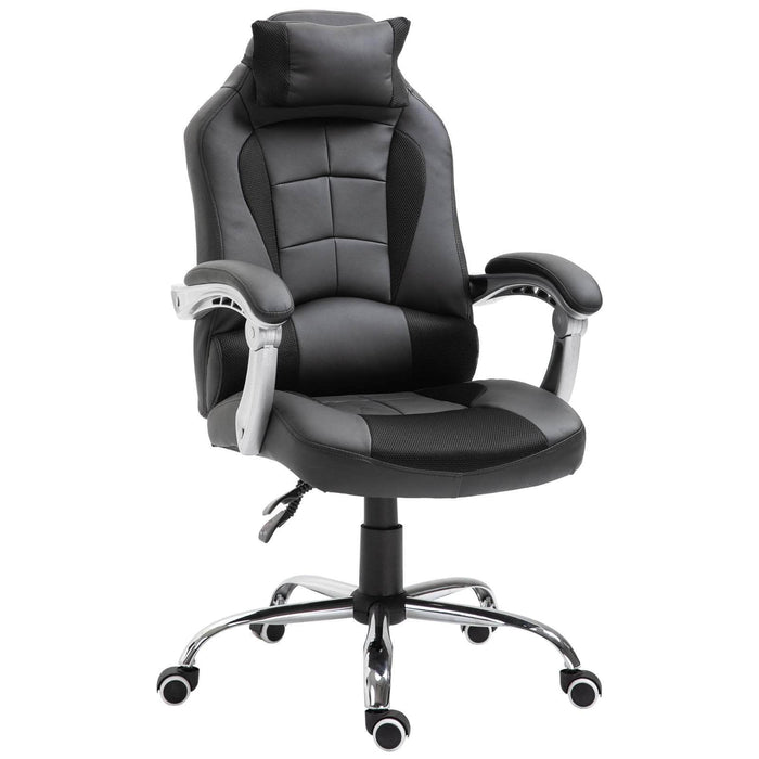 Aosom Gaming Chair Black Ergonomic Swivel Recliner Height Adjustable Racing Office Gaming Chair in Faux Leather - Available in 2 Colours