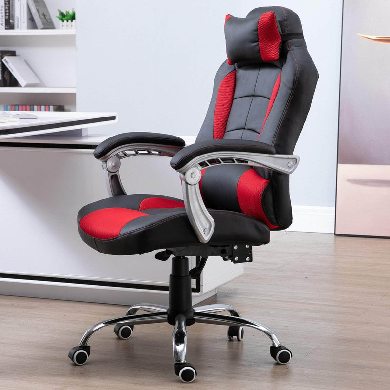 Aosom Gaming Chair Ergonomic Swivel Recliner Height Adjustable Racing Office Gaming Chair in Faux Leather - Available in 2 Colours