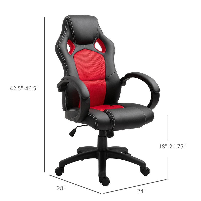 Aosom Gaming Chair Racecar Style Office Gaming Chair with High Back and Adjustable Swivel Seat in Faux Leather - Available in 3 Colours