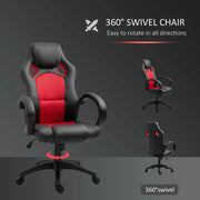 Aosom Gaming Chair Racecar Style Office Gaming Chair with High Back and Adjustable Swivel Seat in Faux Leather - Available in 3 Colours