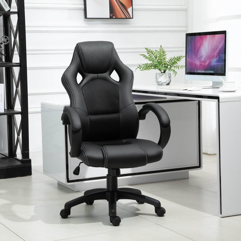 Aosom Gaming Chair Racecar Style Office Gaming Chair with High Back and Adjustable Swivel Seat in Faux Leather - Available in 3 Colours