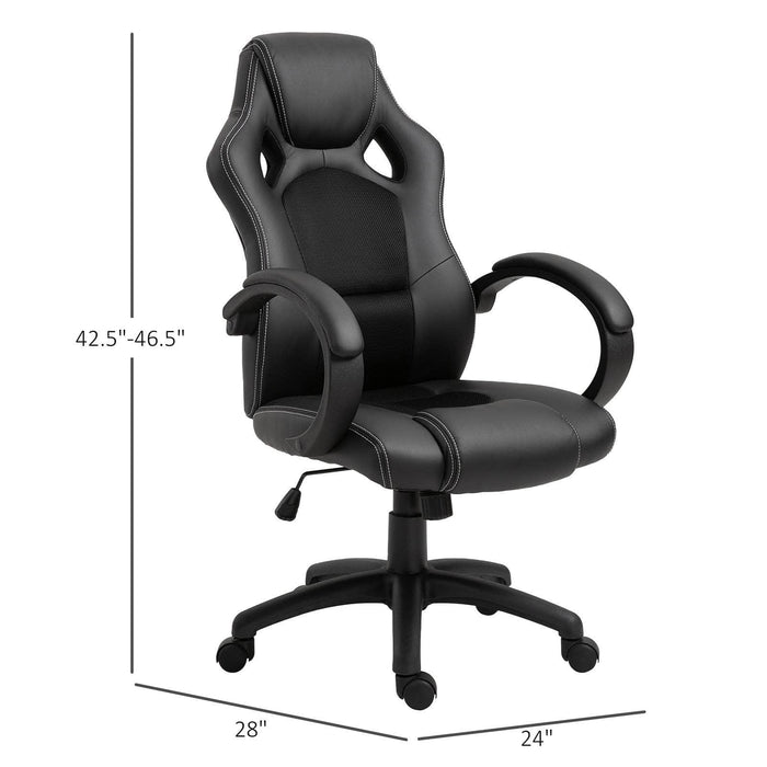 Aosom Gaming Chair Racecar Style Office Gaming Chair with High Back and Adjustable Swivel Seat in Faux Leather - Available in 3 Colours