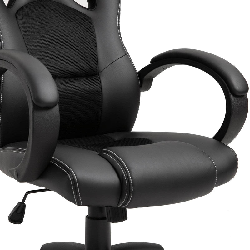 Aosom Gaming Chair Racecar Style Office Gaming Chair with High Back and Adjustable Swivel Seat in Faux Leather - Available in 3 Colours