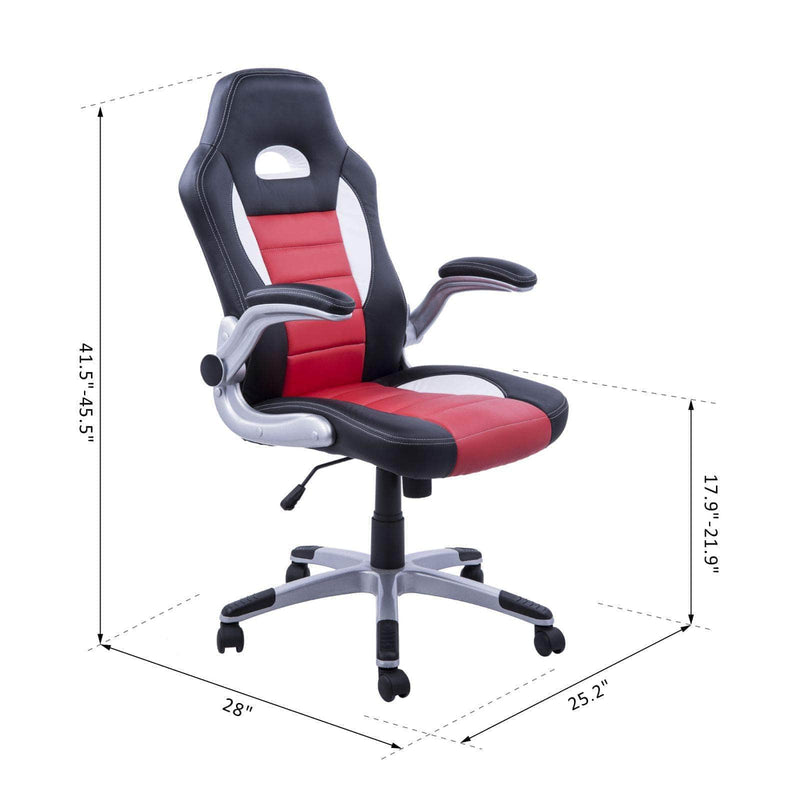 Aosom Gaming Chair Racing Car Office Gaming Chair with Swivel and Adjustable Armrest in Faux Leather - Available in 2 Colours