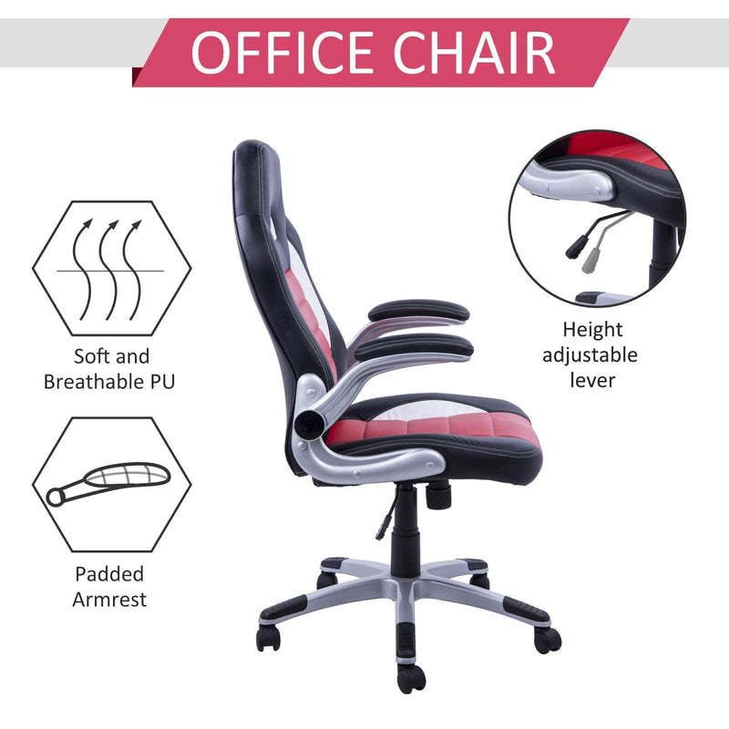 Aosom Gaming Chair Racing Car Office Gaming Chair with Swivel and Adjustable Armrest in Faux Leather - Available in 2 Colours