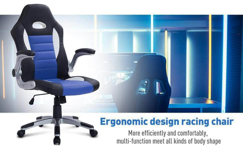 Aosom Gaming Chair Racing Car Office Gaming Chair with Swivel and Adjustable Armrest in Faux Leather - Available in 2 Colours