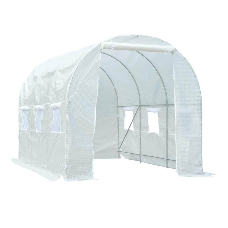 Aosom Greenhouse 11.5ft x 6.6ft Portable Walk In Tunnel Backyard Greenhouse in White