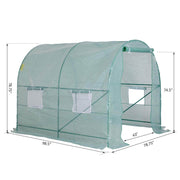Aosom Greenhouse 8ft x 6.6ft Metal and Plastic Heavy Duty Walk In Backyard Tunnel Greenhouse in Dark Green