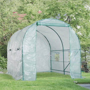 Aosom Greenhouse 8ft x 6.6ft Metal and Plastic Heavy Duty Walk In Backyard Tunnel Greenhouse in Dark Green