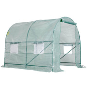 Aosom Greenhouse 8ft x 6.6ft Metal and Plastic Heavy Duty Walk In Backyard Tunnel Greenhouse in Dark Green