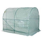 Aosom Greenhouse 8ft x 6.6ft Metal and Plastic Heavy Duty Walk In Backyard Tunnel Greenhouse in Dark Green