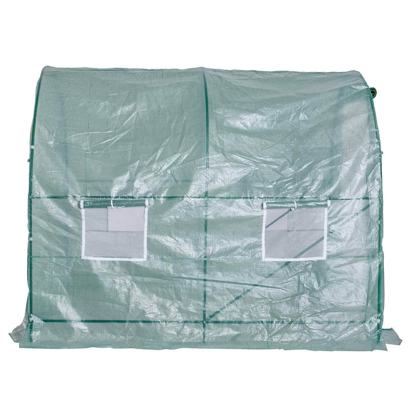 Aosom Greenhouse 8ft x 6.6ft Metal and Plastic Heavy Duty Walk In Backyard Tunnel Greenhouse in Dark Green