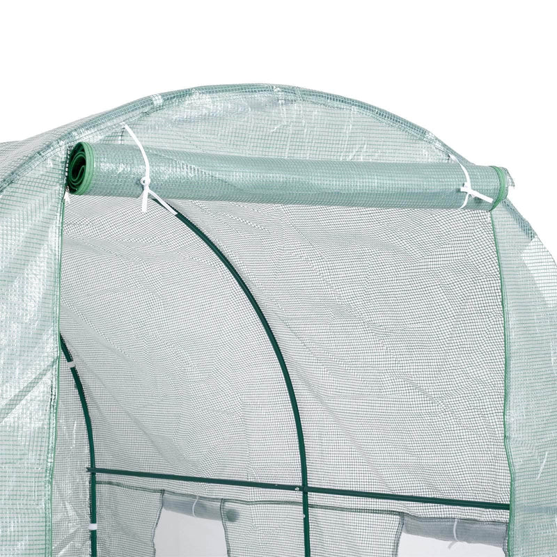 Aosom Greenhouse 8ft x 6.6ft Metal and Plastic Heavy Duty Walk In Backyard Tunnel Greenhouse in Dark Green