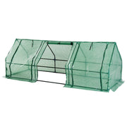 Aosom Greenhouse Long Tunnel 3 Door Metal and Plastic Portable Backyard Greenhouse in Green