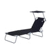 Aosom Lounge Chair Black Outdoor Patio Folding Reclining Lounger Chair with Adjustable Sun Shade - Available in 6 Colours