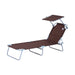 Aosom Lounge Chair Brown Outdoor Patio Folding Reclining Lounger Chair with Adjustable Sun Shade - Available in 6 Colours