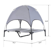 Aosom Pet Bed Outdoor Patio Large Elevated Foldable Dog Bed with Canopy and Carry Bag in Grey and Black