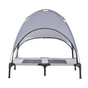 Aosom Pet Bed Outdoor Patio Large Elevated Foldable Dog Bed with Canopy and Carry Bag in Grey and Black
