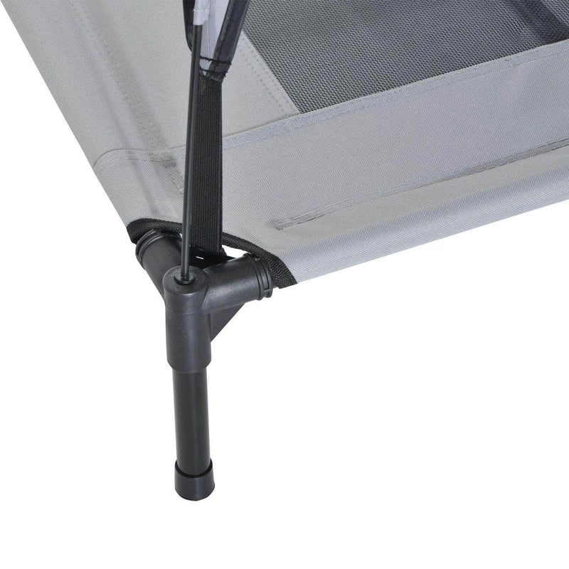 Aosom Pet Bed Outdoor Patio Large Elevated Foldable Dog Bed with Canopy and Carry Bag in Grey and Black