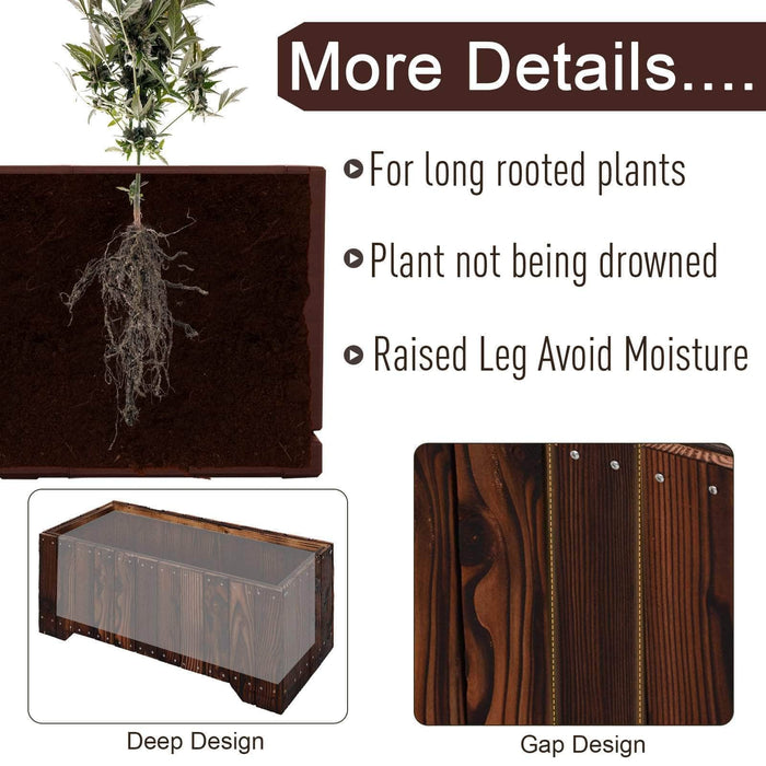 Aosom Planter Box Solid Fir Wooden Rectangular Raised Garden Bed Planter Box in Natural Wood