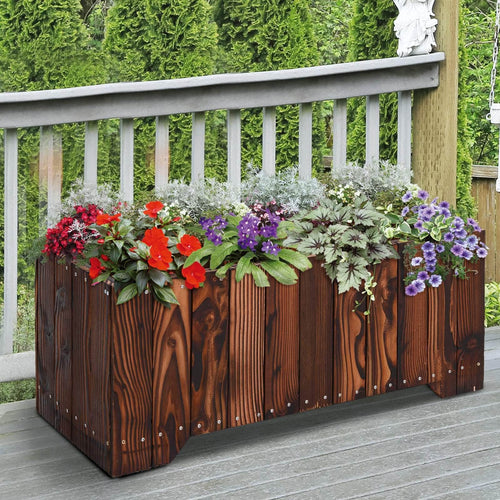 Aosom Planter Box Solid Fir Wooden Rectangular Raised Garden Bed Planter Box in Natural Wood