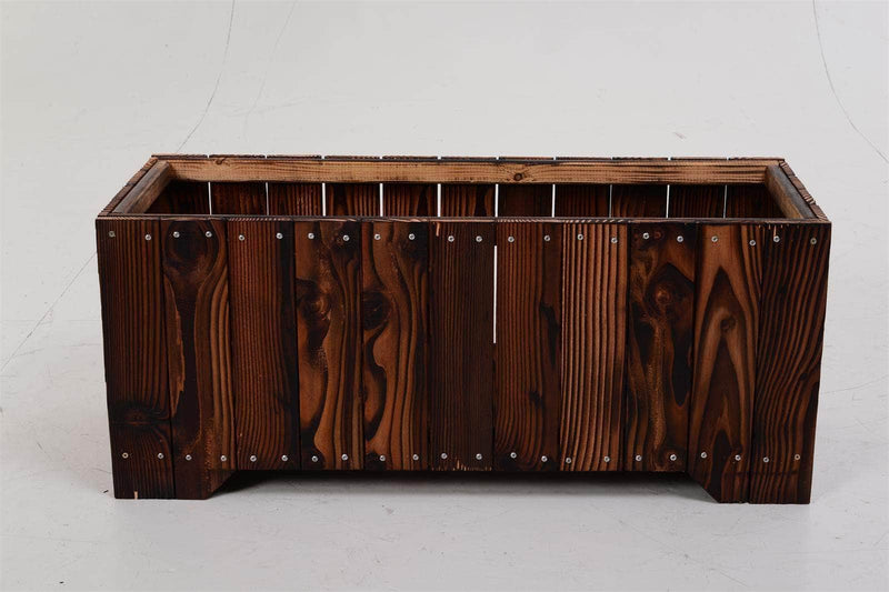 Aosom Planter Box Solid Fir Wooden Rectangular Raised Garden Bed Planter Box in Natural Wood