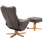 Aosom Recliner Ergonomic Faux Leather Swivel Recliner and Storage Ottoman in Brown