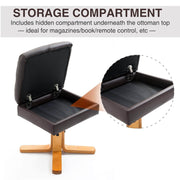 Aosom Recliner Ergonomic Faux Leather Swivel Recliner and Storage Ottoman in Brown