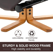 Aosom Recliner Ergonomic Faux Leather Swivel Recliner and Storage Ottoman in Brown