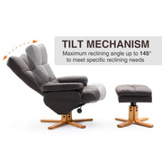 Aosom Recliner Ergonomic Faux Leather Swivel Recliner and Storage Ottoman in Brown