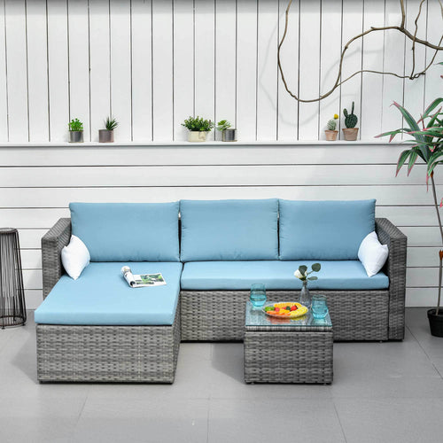 Aosom Sectional 3 Piece Modern Outdoor Patio Hand Woven Rattan Wicker Sectional Sofa with Coffee Table - Available in 2 Colours