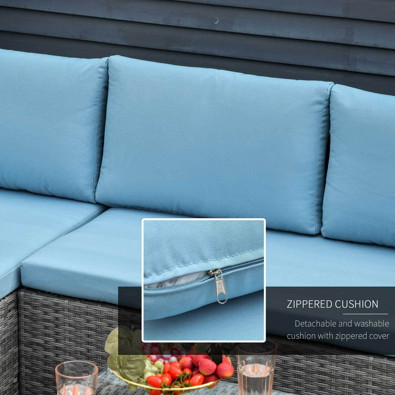 Aosom Sectional 3 Piece Modern Outdoor Patio Hand Woven Rattan Wicker Sectional Sofa with Coffee Table - Available in 2 Colours