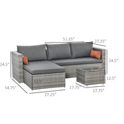 Aosom Sectional 3 Piece Modern Outdoor Patio Hand Woven Rattan Wicker Sectional Sofa with Coffee Table - Available in 2 Colours
