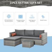Aosom Sectional 3 Piece Modern Outdoor Patio Hand Woven Rattan Wicker Sectional Sofa with Coffee Table - Available in 2 Colours