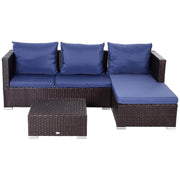 Aosom Sectional 3 Piece Outdoor Patio Rattan Wicker Sectional Sofa with Right Arm Facing Chaise and Coffee Table - Available in 2 Colours