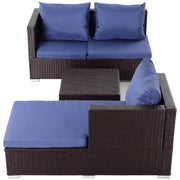 Aosom Sectional 3 Piece Outdoor Patio Rattan Wicker Sectional Sofa with Right Arm Facing Chaise and Coffee Table - Available in 2 Colours