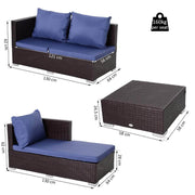 Aosom Sectional 3 Piece Outdoor Patio Rattan Wicker Sectional Sofa with Right Arm Facing Chaise and Coffee Table - Available in 2 Colours