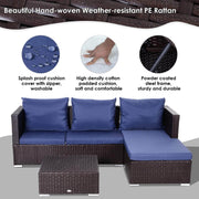 Aosom Sectional 3 Piece Outdoor Patio Rattan Wicker Sectional Sofa with Right Arm Facing Chaise and Coffee Table - Available in 2 Colours