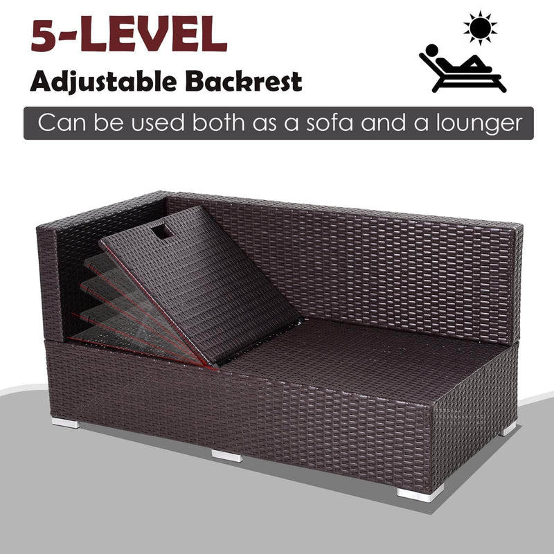 Aosom Sectional 3 Piece Outdoor Patio Rattan Wicker Sectional Sofa with Right Arm Facing Chaise and Coffee Table - Available in 2 Colours