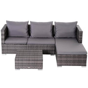 Aosom Sectional 3 Piece Outdoor Patio Rattan Wicker Sectional Sofa with Right Arm Facing Chaise and Coffee Table - Available in 2 Colours