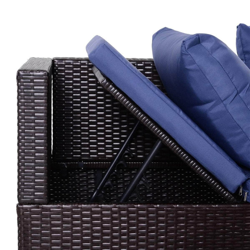 Aosom Sectional 3 Piece Outdoor Patio Rattan Wicker Sectional Sofa with Right Arm Facing Chaise and Coffee Table - Available in 2 Colours