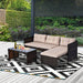 Aosom Sectional 3 Piece Outdoor Rattan Wicker Sectional Sofa with Tufted Cushions and a Coffee Table - Available in 3 Colours