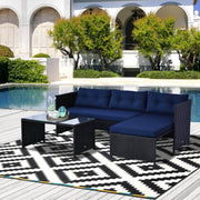 Aosom Sectional 3 Piece Outdoor Rattan Wicker Sectional Sofa with Tufted Cushions and a Coffee Table - Available in 3 Colours