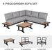 Aosom Sectional 4 Piece Outdoor Patio Corner Sectional Sofa with 2 Side Tables and a Coffee Table in Grey