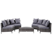 Aosom Sectional 5 Piece Outdoor Patio Rattan Wicker Curved Sectional Sofa with Coffee Table in Grey