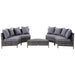 Aosom Sectional 5 Piece Outdoor Patio Rattan Wicker Curved Sectional Sofa with Coffee Table in Grey