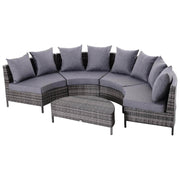 Aosom Sectional 5 Piece Outdoor Patio Rattan Wicker Curved Sectional Sofa with Coffee Table in Grey