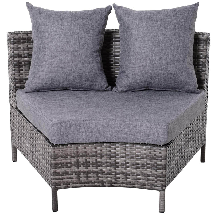 Aosom Sectional 5 Piece Outdoor Patio Rattan Wicker Curved Sectional Sofa with Coffee Table in Grey