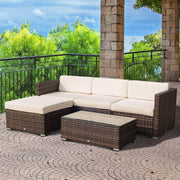 Aosom Sectional 5 Piece Outdoor Patio Rattan Wicker Modular Sectional Sofa Set with Coffee Table - Available in 2 Colours